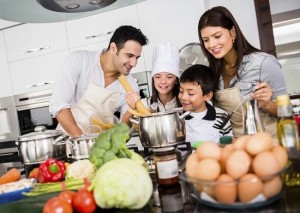 Beautiful family cooking together
